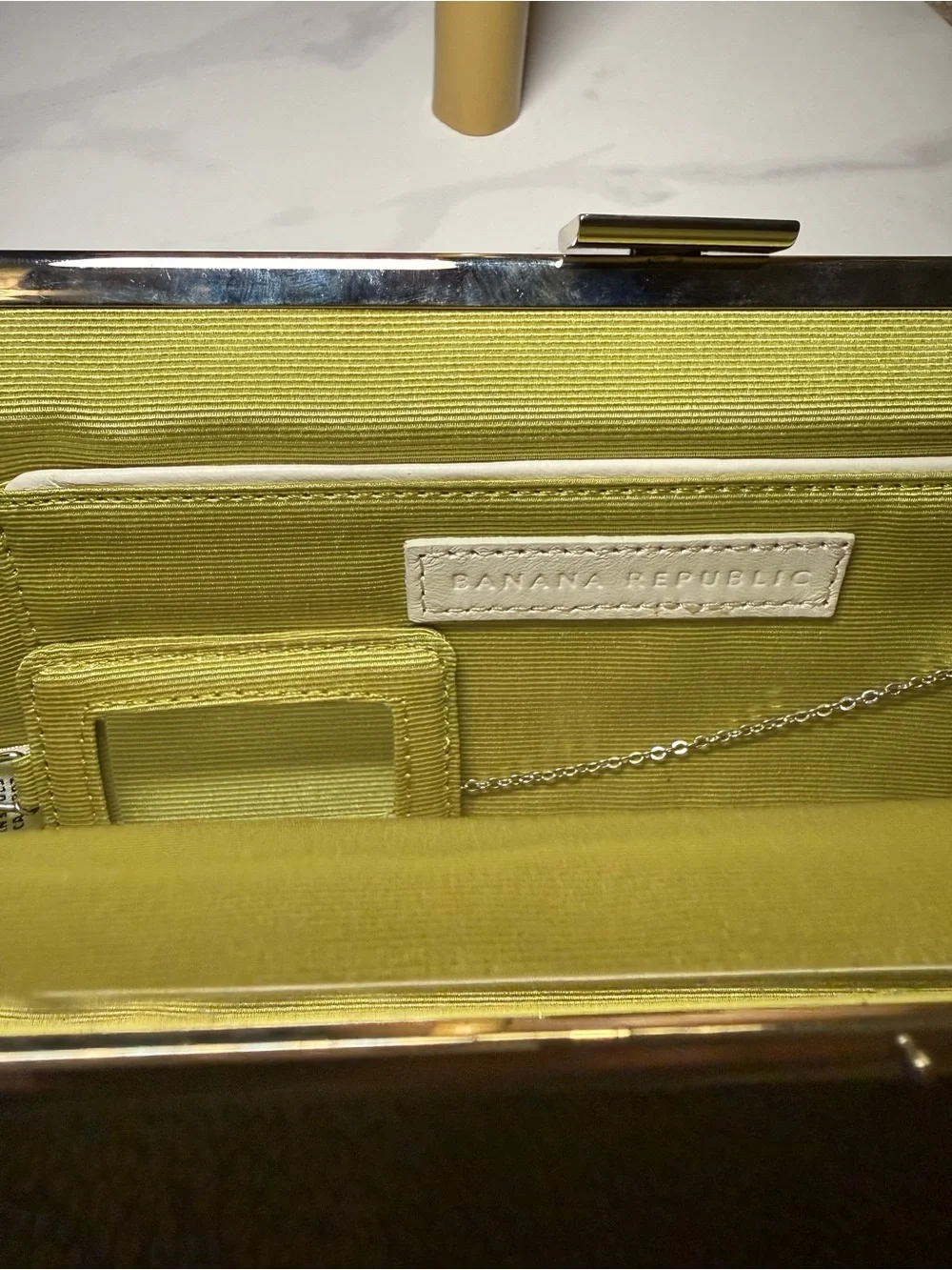 Banana Republic Leather Clutch with Silver Hardware